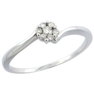  14k White Gold Flower Cluster Diamond Engagement Ring w/ 0 