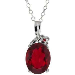   Ruby Red Mystic Quartz and Diamond 10k White Gold Pendant Jewelry
