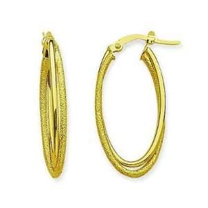    14kt Yellow Gold Polished/Laser Double Oval Hoop Earrings Jewelry