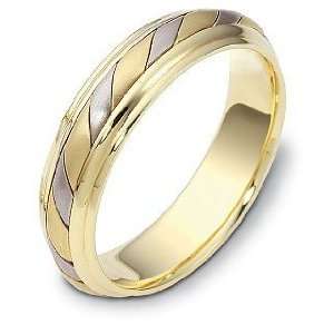   5mm 18 Karat Titanium & Yellow Gold Wedding Band Ring   8 Jewelry