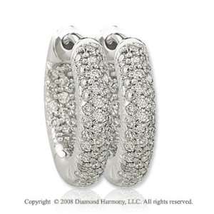    14k White Gold 1/2 Carat Sleek Diamond Huggie Earrings Jewelry