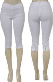  SELE Stretch Slim Fit Capri Pants (White) Clothing