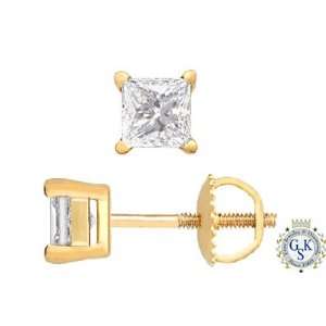  0.20 Ct Princess Cut Diamond 14K Gold Studs Earrings 