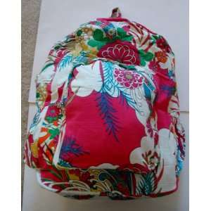   Cloth Travel Backpack ~Tropical Flowers Floral Print 