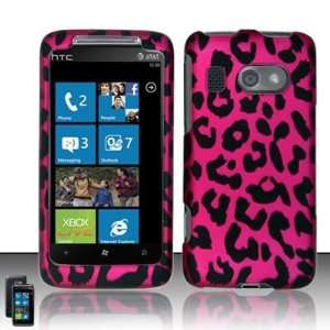 HTC Surround T8788 Hot Pink Leopard Rubberized Hard Case Snap on Cover 