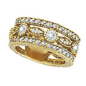  Antique Style Eternity Diamond Anniversary Ring 18k Yellow Gold 