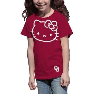  NCAA Oklahoma Sooners Hello Kitty Inverse Girls Crew Tee 
