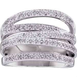   14Kt White Gold Multi Row Diamond Fashion Ring Jewelry Days Jewelry