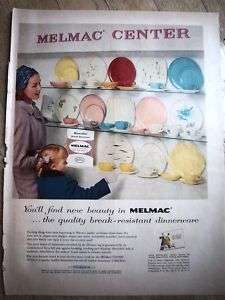 1956 Retro Cyanamid Melmac Dinnerware Dishes Ad  