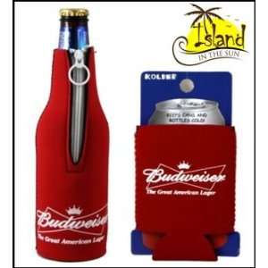  (2) Budweiser Bow Tie Beer Can & Bottle Koozie Cooler 