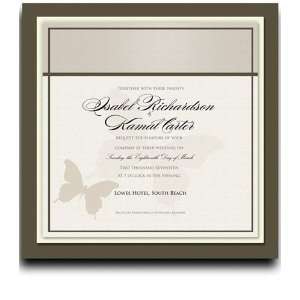 275 Square Wedding Invitations   Butterfly Shadow Taupe 
