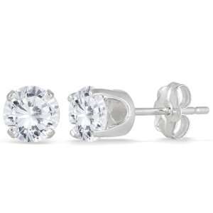  3/4 Carat TW Round Solitaire Diamond Stud Earrings in .925 