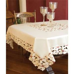   Holly Cream And Red Tablecloth   54 X 54 Square
