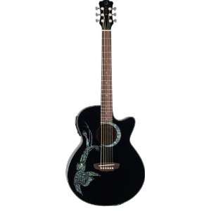    Luna Fauna Phoenix Acoustic Guitar, Black Musical Instruments