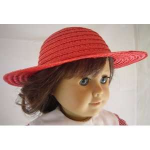  Red Straw Hat Fits American Girl Doll 