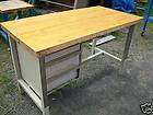 vintage industrial butcher block work table with drawers machinist 