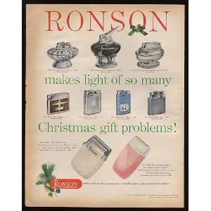  1956 Ronson Lighters & Shavers Christmas Print Ad (9262 