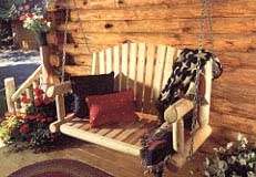 Hanging Cedar Wood Log Cabin Porch Swing New Free Ship  
