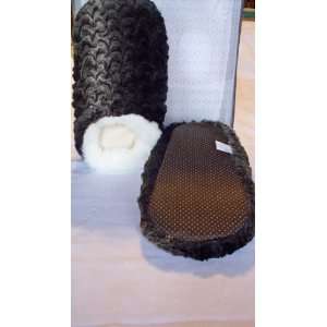  Aromahome Faux Fur Slippers   Black/Grey/Brown Health 