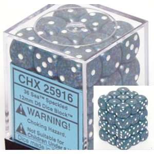  Sea Speckled 12mm 6 Sided Dice 36 in Box Toys & Games