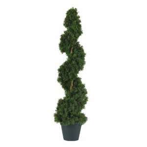 Two) 3 ft Outdoor Artificial Cedar Spiral Topiary Trees  