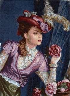 Wall TAPESTRY Picture Of Victorian Lady Beautiful Roses  