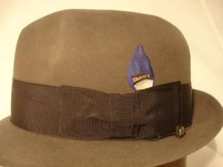 Vintage 3X Beaver Stetson Crafted Edge Vita Felt Fedora Hat, Slate 