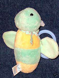 Carters Plush Toy Shaking Baby Bee Bug Yellow Green  