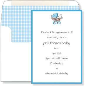  Boy Baby Shower Invitations   Blue & Brown Pram Invitation 