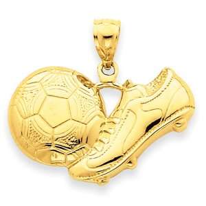  14k Soccer Shoe Kicking Ball Pendant Jewelry