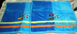 Just For Bath SPA Blue TRUCKS Boy HAND TOWEL SET 2pc  