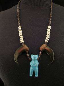 RESIN GRIZZLY BEAR CLAW NECKLACE WITH BEAR PENDANT  