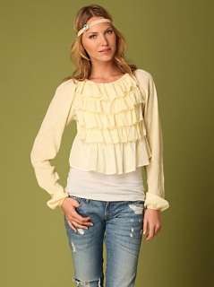 NEW FREE PEOPLE EDEN RUFFLE Gauze Peasant Top $98 XS M  