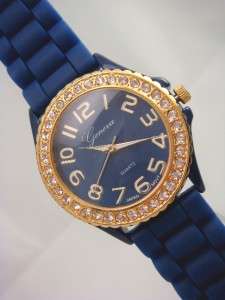 Large Gold Face Silicone Fashion Watch by Geneva