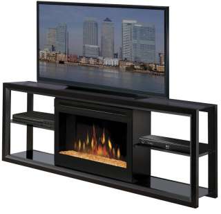 Dimplex Novara black electric TV fireplace media stand w 25 glass 