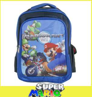   Mario Kart Wii YOSHI LUIGI Backpack School Book Bag blue DL06  