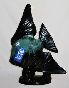Blue Mountain Pottery ANGEL FISH, 16.5 Tall GREEN  