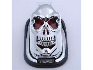 MOTORCYCLE SKULL LED INTEGRATED REAR TAIL LIGHT SIDE MOUNT PLATE FOR 