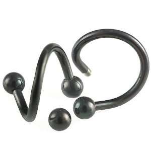   rings spiral barbell with 3mm balls Black   Pierced Body Piercing