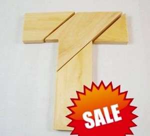 Letter T Tangram Solid wood brain teaser Puzzle  