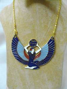 egyptian jewelry isis wings necklace LARGE solid brass  