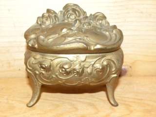 Antique Art Nouveau Jewelry Casket Box Jennings Brothers/Bros Metal 