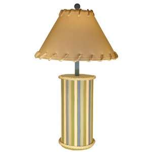    Wood Plank Beach Stripe Cylinder Table Lamp