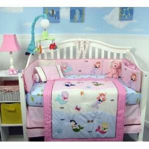   Mermaids Baby Crib Bedding Set with Gray Baby Carrier 8 pcs set Baby