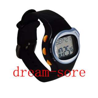 Gym Sports Heart Pulse Rate Calorie Counter Watch Black  