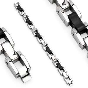  Black and Polished Bicycle Chain Bracelet 13MM   All Sizes 