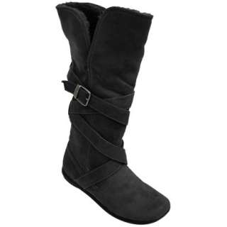 BAMBOO Black Microsuede Flat Fashion Boots   6.5 product details page