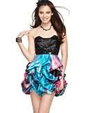 Speechless Dress, Strapless Sweetheart Pleated Sequin Printed Ruffle A 