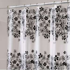   Fiore Eva Frosted Black And White Vinyl Shower Curtain By Interdesign