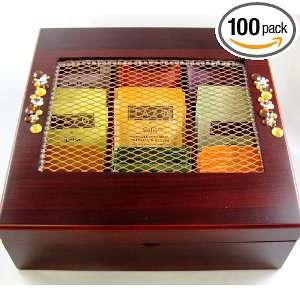 Wooden Tea Box with Crystals and Copper Window includes 100 TAZO Tea 